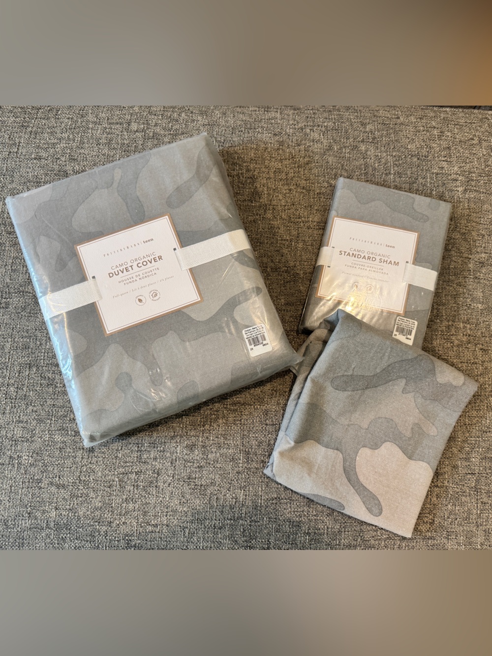 Pottery Barn Gray Camouflage Duvet Cover Set